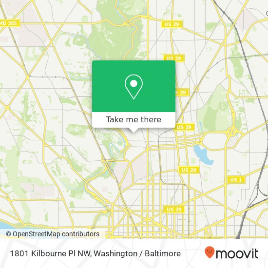 Mapa de 1801 Kilbourne Pl NW, Washington, DC 20010