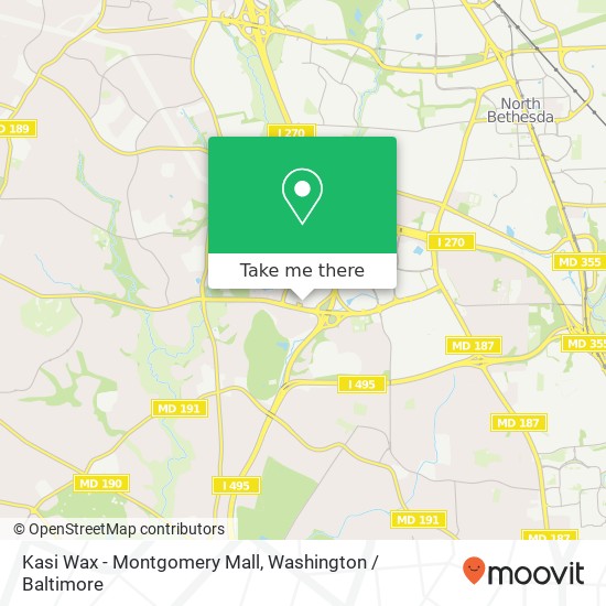 Kasi Wax - Montgomery Mall, 7101 Democracy Blvd map