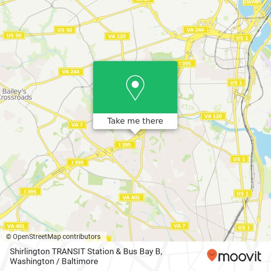 Shirlington TRANSIT Station & Bus Bay B map