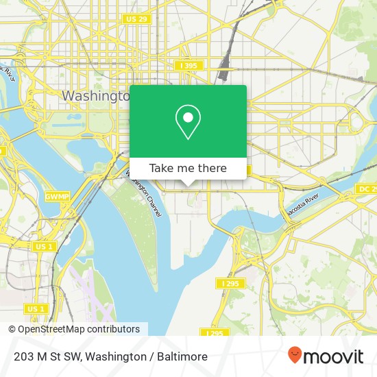 Mapa de 203 M St SW, Washington, <B>DC< / B> 20024