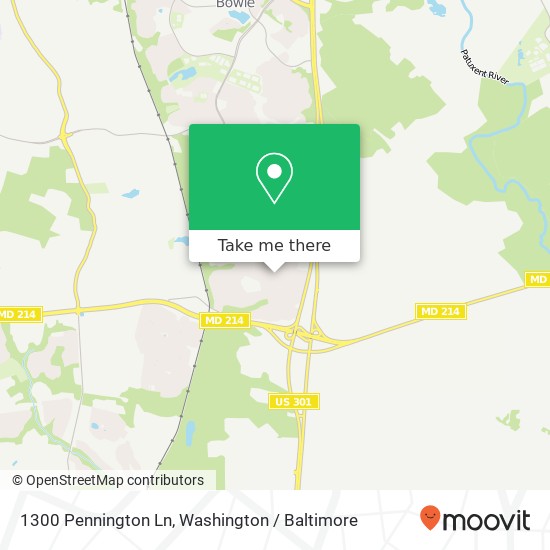 Mapa de 1300 Pennington Ln, Bowie, MD 20716