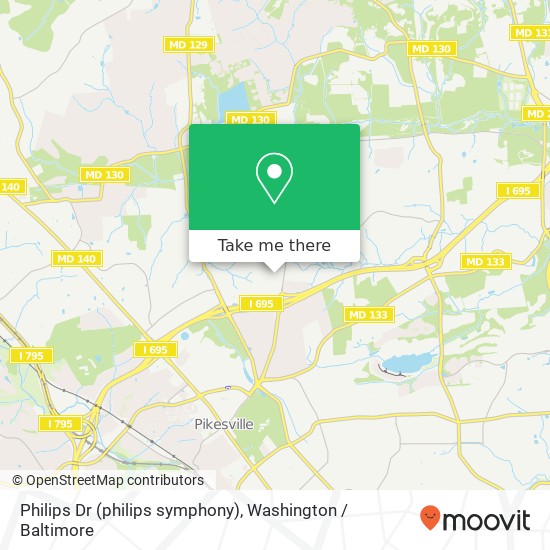 Philips Dr (philips symphony), Pikesville, MD 21208 map