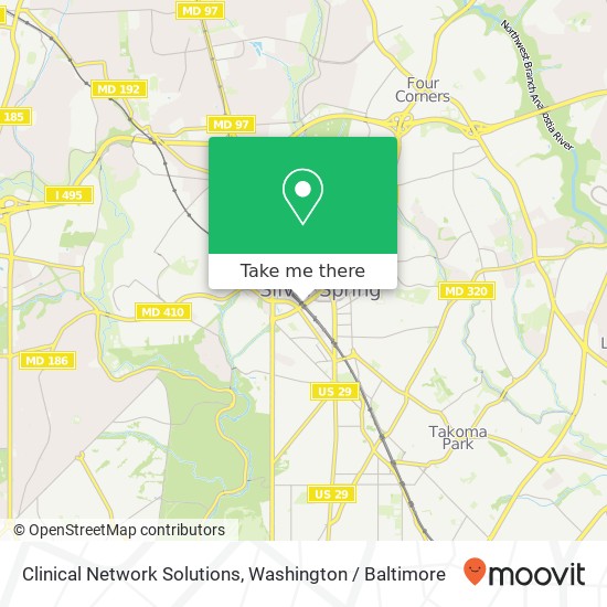 Mapa de Clinical Network Solutions, 8403 Colesville Rd