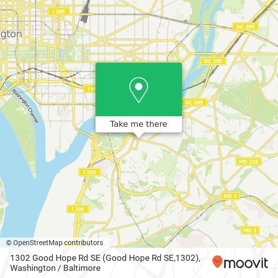 Mapa de 1302 Good Hope Rd SE (Good Hope Rd SE,1302), Washington, DC 20020