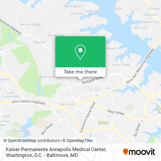 Mapa de Kaiser Permanente Annapolis Medical Center