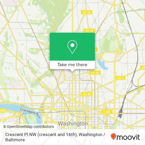 Mapa de Crescent Pl NW (crescent and 16th), Washington, DC 20009