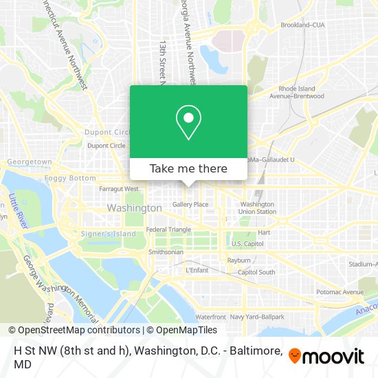 H St NW (8th st and h) map