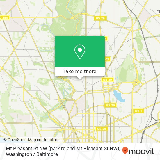 Mapa de Mt Pleasant St NW (park rd and Mt Pleasant St NW), Washington, DC 20010