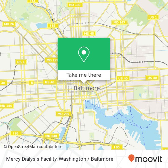 Mercy Dialysis Facility, 315 N Calvert St map