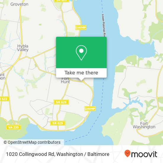 Mapa de 1020 Collingwood Rd, Alexandria, VA 22308