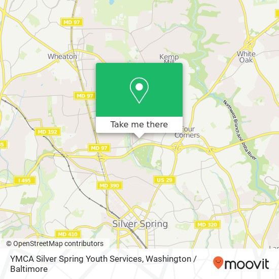 Mapa de YMCA Silver Spring Youth Services, 1102 Forest Glen Rd