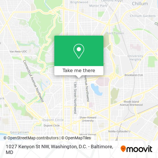 Mapa de 1027 Kenyon St NW