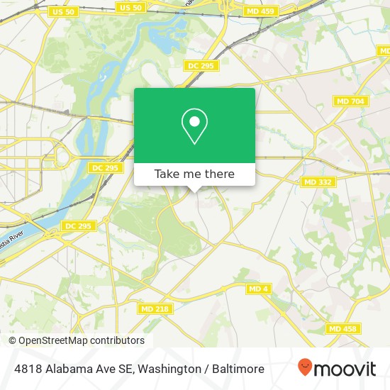 Mapa de 4818 Alabama Ave SE, Washington, DC 20019