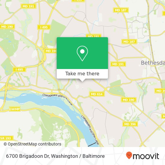 Mapa de 6700 Brigadoon Dr, Bethesda, MD 20817