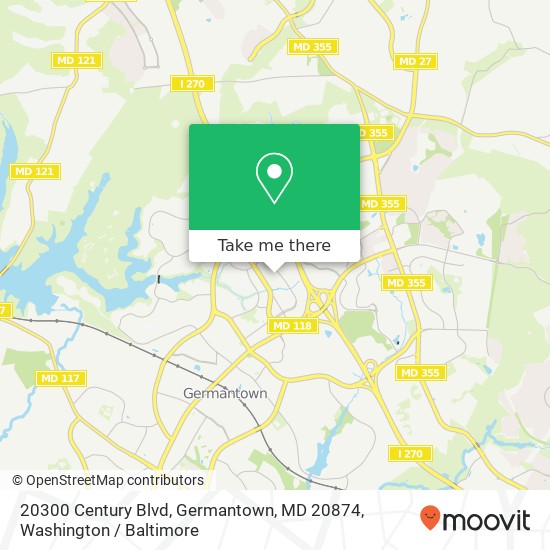 Mapa de 20300 Century Blvd, Germantown, MD 20874