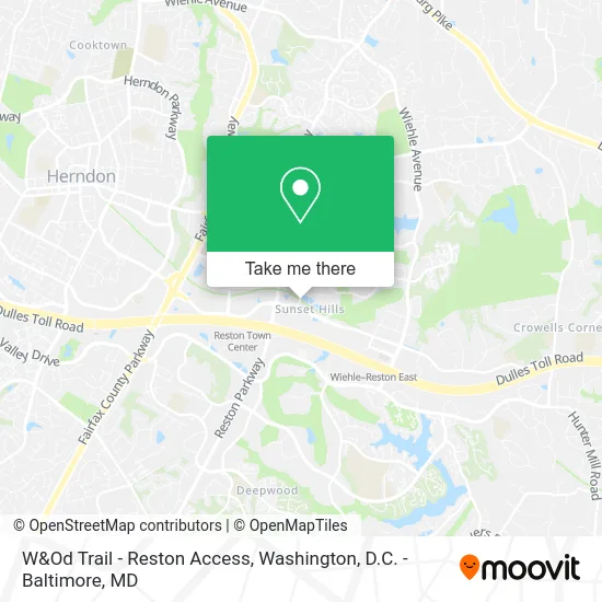 W&Od Trail - Reston Access map