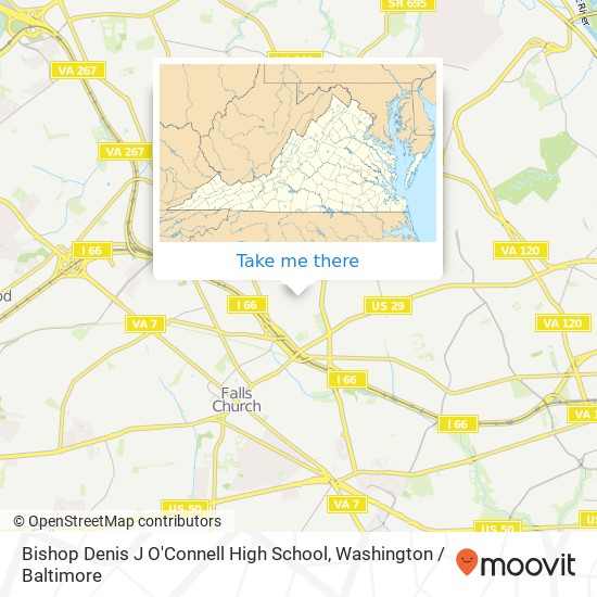 Mapa de Bishop Denis J O'Connell High School, 6600 Little Falls Rd