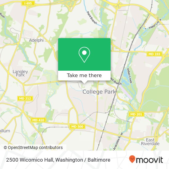 Mapa de 2500 Wicomico Hall, College Park, MD 20742