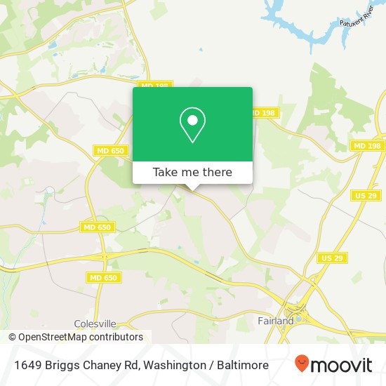 Mapa de 1649 Briggs Chaney Rd, Silver Spring, MD 20905