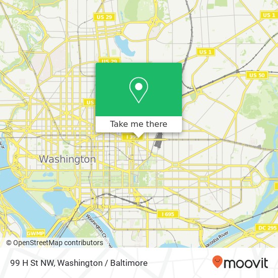 Mapa de 99 H St NW, Washington, <B>DC< / B> 20001