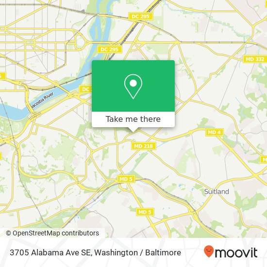 Mapa de 3705 Alabama Ave SE, Washington, DC 20020