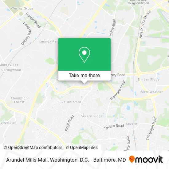 Map Of Arundel Mills How To Get To Arundel Mills Mall In Severn By Bus Or Train?