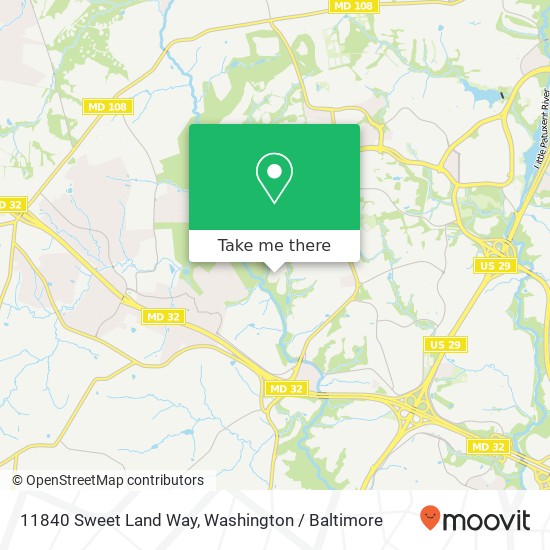 Mapa de 11840 Sweet Land Way, Columbia, MD 21044