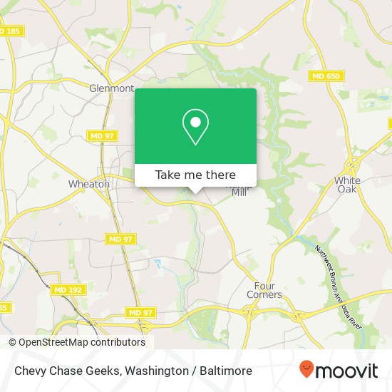 Mapa de Chevy Chase Geeks, 1131 University Blvd W