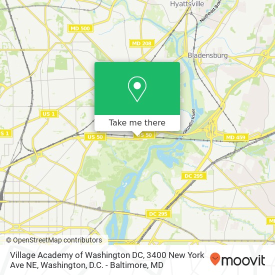 Mapa de Village Academy of Washington DC, 3400 New York Ave NE