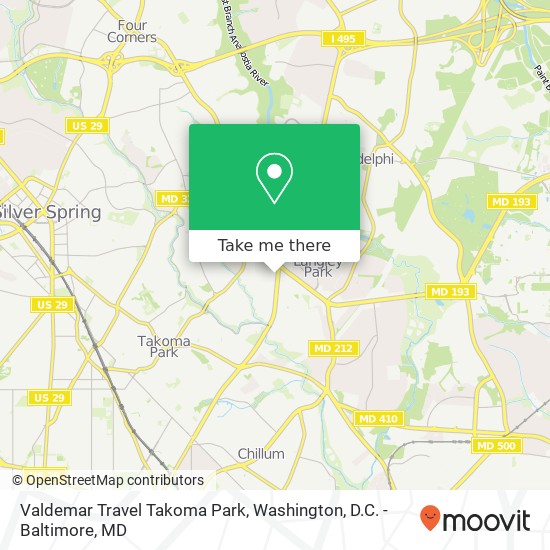 Mapa de Valdemar Travel Takoma Park