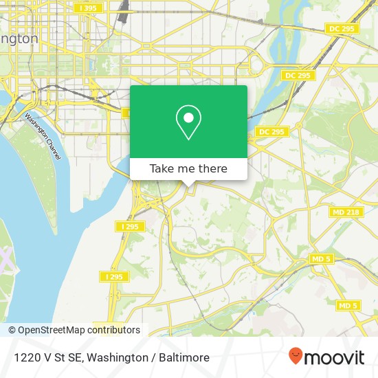Mapa de 1220 V St SE, Washington, DC 20020