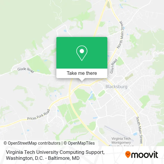 Virginia Tech University Computing Support map