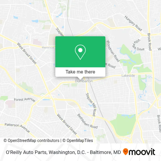 O'Reilly Auto Parts map