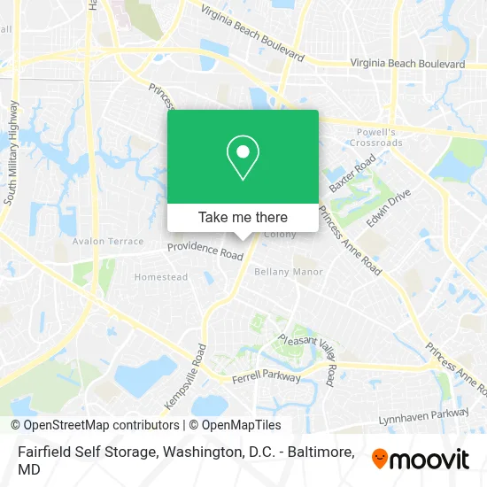 Fairfield Self Storage map
