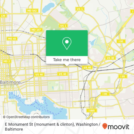 Mapa de E Monument St (monument & clinton), Baltimore, MD 21205