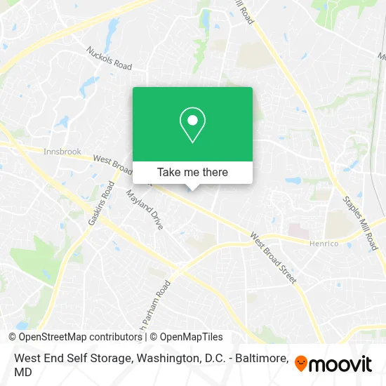 West End Self Storage map