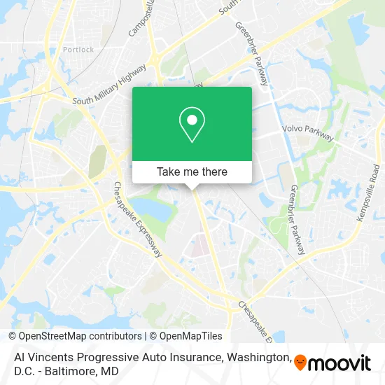 Al Vincents Progressive Auto Insurance map