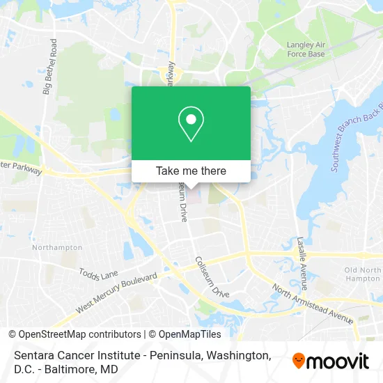 Sentara Cancer Institute - Peninsula map