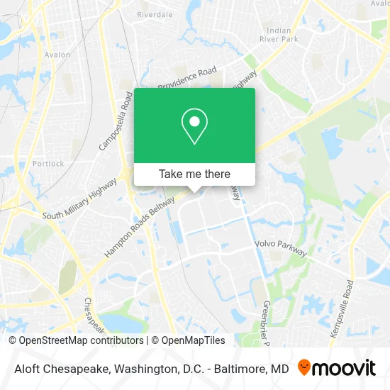 Aloft Chesapeake map