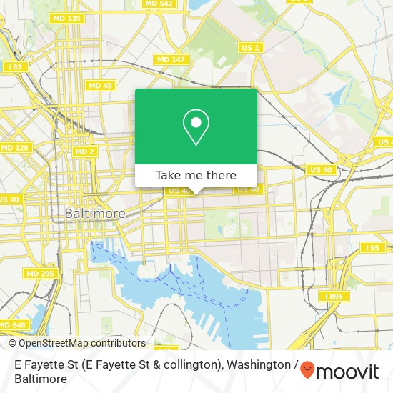 Mapa de E Fayette St (E Fayette St & collington), Baltimore, MD 21231
