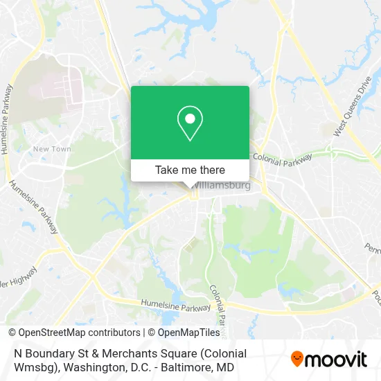 N Boundary St & Merchants Square (Colonial Wmsbg) map