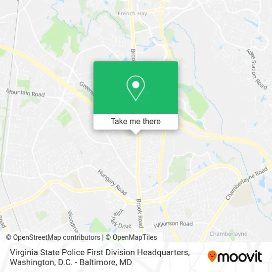Virginia State Police First Division Headquarters map