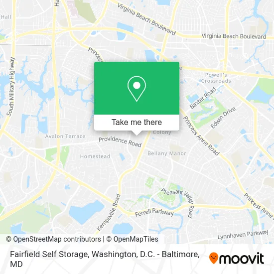Fairfield Self Storage map
