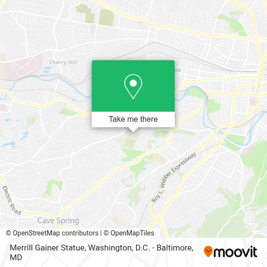 Merrill Gainer Statue map