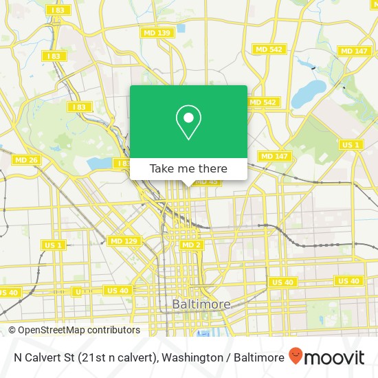 Mapa de N Calvert St (21st n calvert), Baltimore, MD 21218