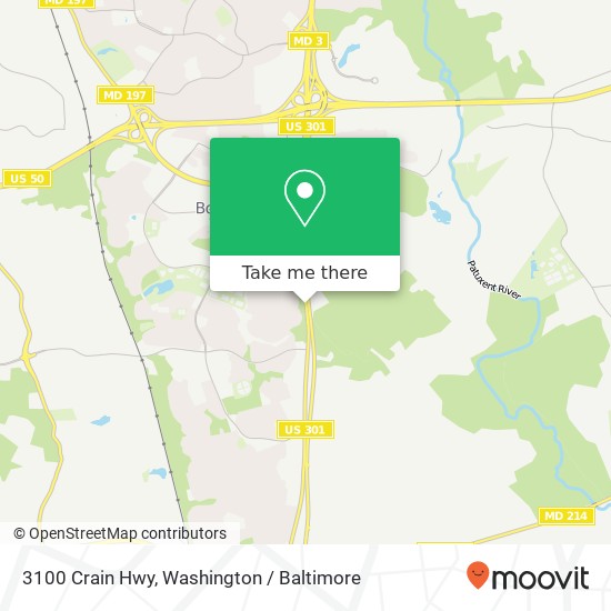 Mapa de 3100 Crain Hwy, Bowie (S BOWIE), MD 20716