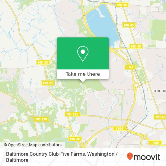 Mapa de Baltimore Country Club-Five Farms, 11500 Mays Chapel Rd