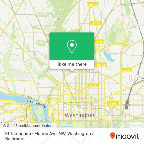 Mapa de El Tamarindo - Florida Ave. NW, 1785 Florida Ave NW