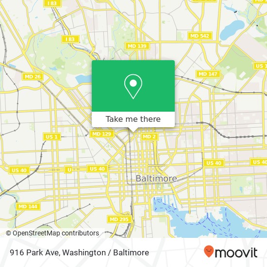 Mapa de 916 Park Ave, Baltimore, MD 21201