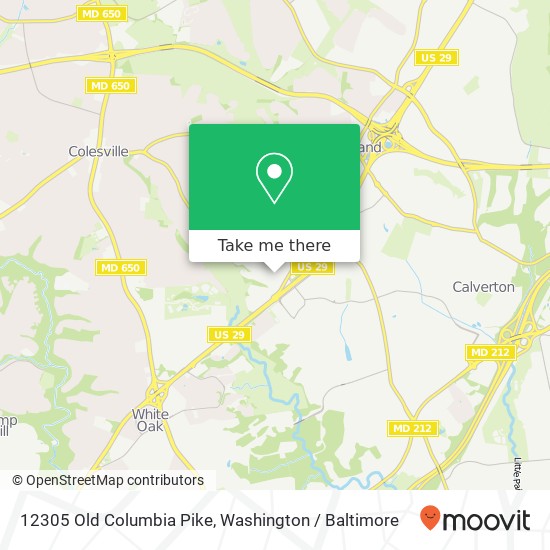 Mapa de 12305 Old Columbia Pike, Silver Spring, MD 20904